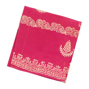 Hot Pink Woven Jaipur Cotton Saree Printed With Floral  Motifs