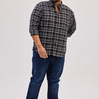 Charcoal Grey Checks Regular Fit Shirt