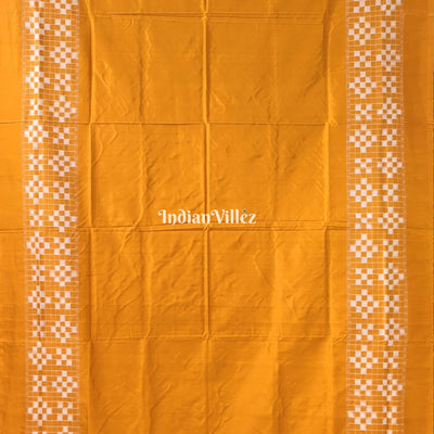 Mustard Yellow Pasapali Theme Pure Sambalpuri Silk Saree