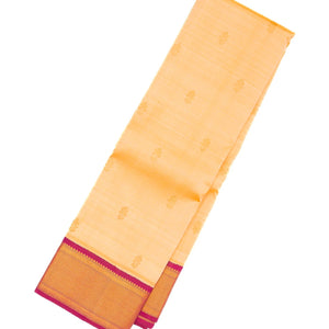 Sandal Handloom Kanchipuram Korvai Silk Saree With Floral Motifs