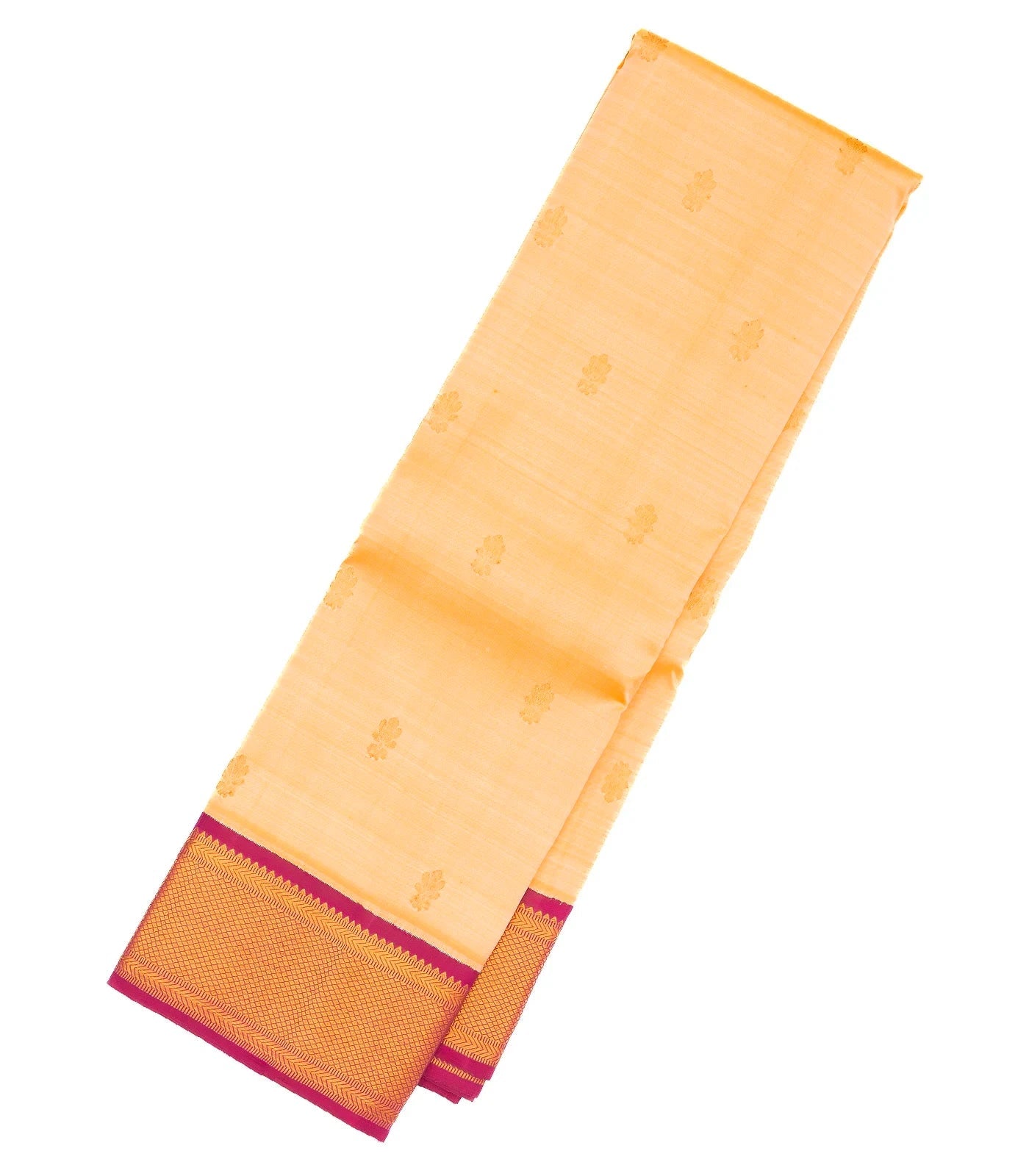 Sandal Handloom Kanchipuram Korvai Silk Saree With Floral Motifs