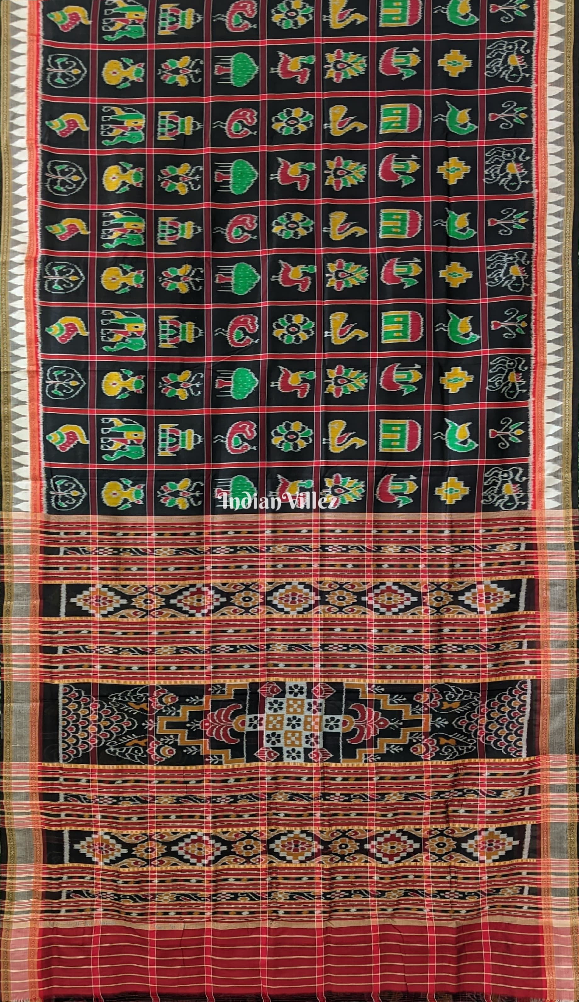 Black Nabakothi Khandua Silk Saree