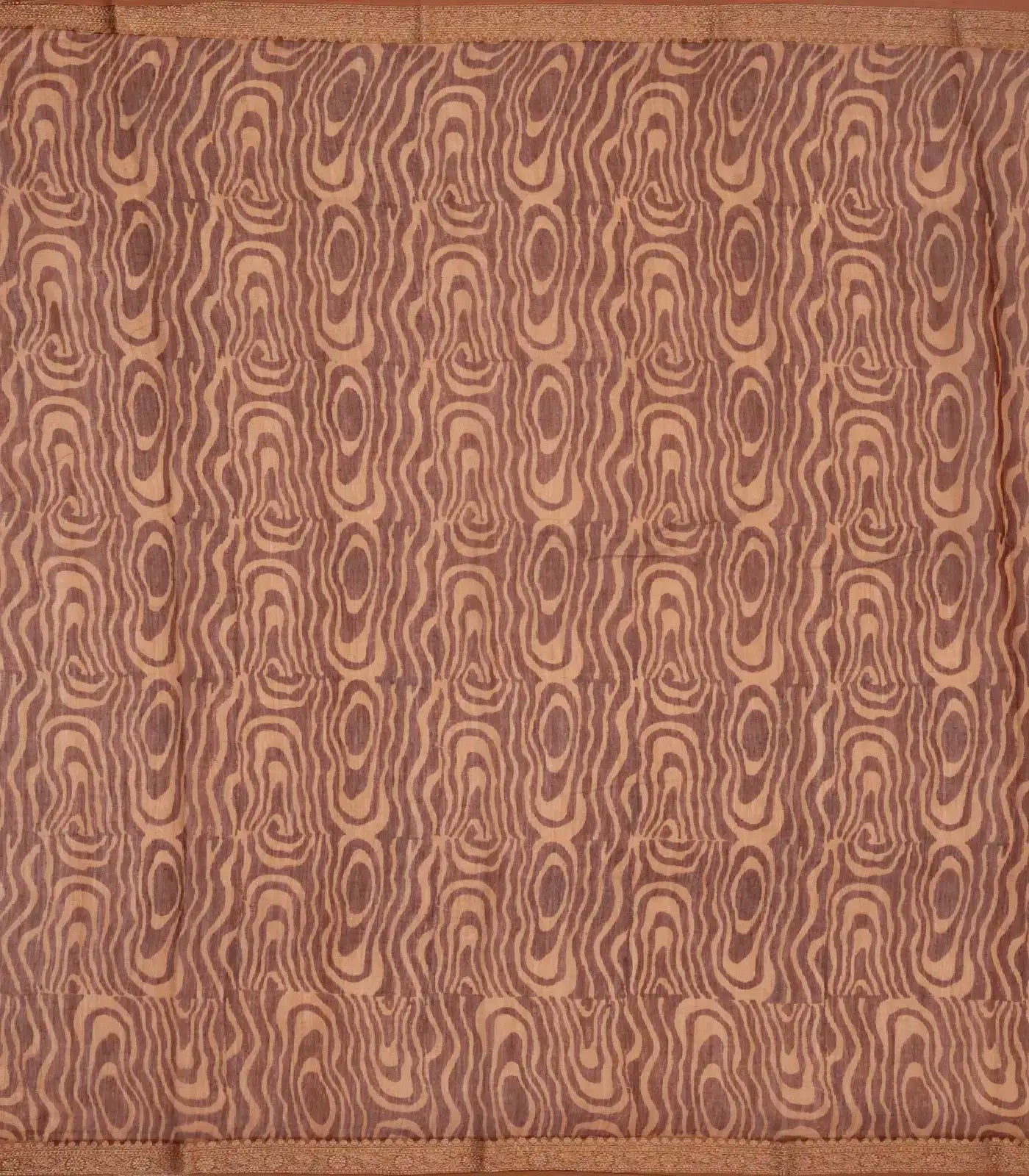 Sandal Woven Chanderi Cotton Saree With Printed Floral Motifs