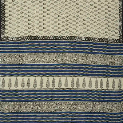 Taupe Woven Jaipur Cotton Saree Printed With Black Floral Motifs