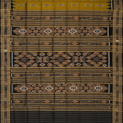 Olive Green Handloom Orissa Silk Saree With Tie & Dye Floral Motifs