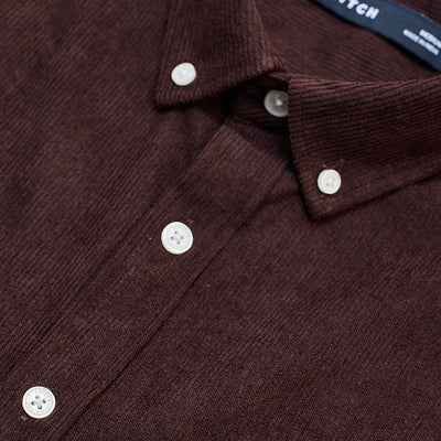 Dark Brown Slim Fit Corduroy Shirt