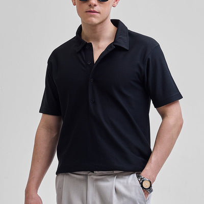 Black Textured Polo T-Shirt