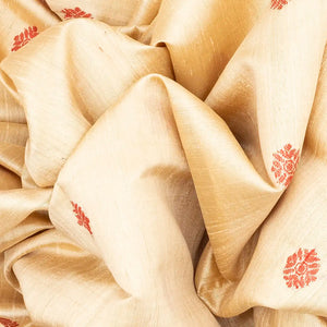 Off White Handwoven Tussar Silk Saree With Floral Motifs-Off White