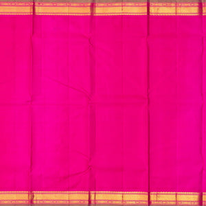 Black Handloom Kanchipuram Korvai Silk Saree With Contrast Pink Border