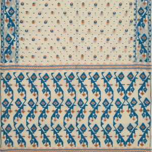 Mint Green Bengal Cotton Saree And Floral Motifs