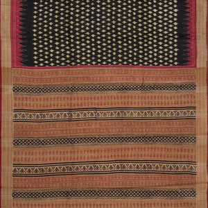 Black Tussar Silk Saree Is Printed With Floral Motifs