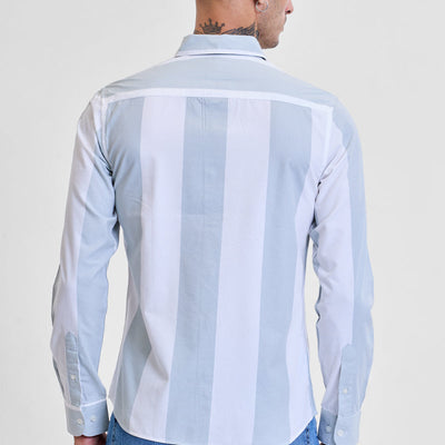 Light Green Stripes Slim Fit Shirt