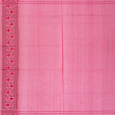 Dark Peach Handwoven Banarasi Silk Cotton Saree With Floral Vine Motifs