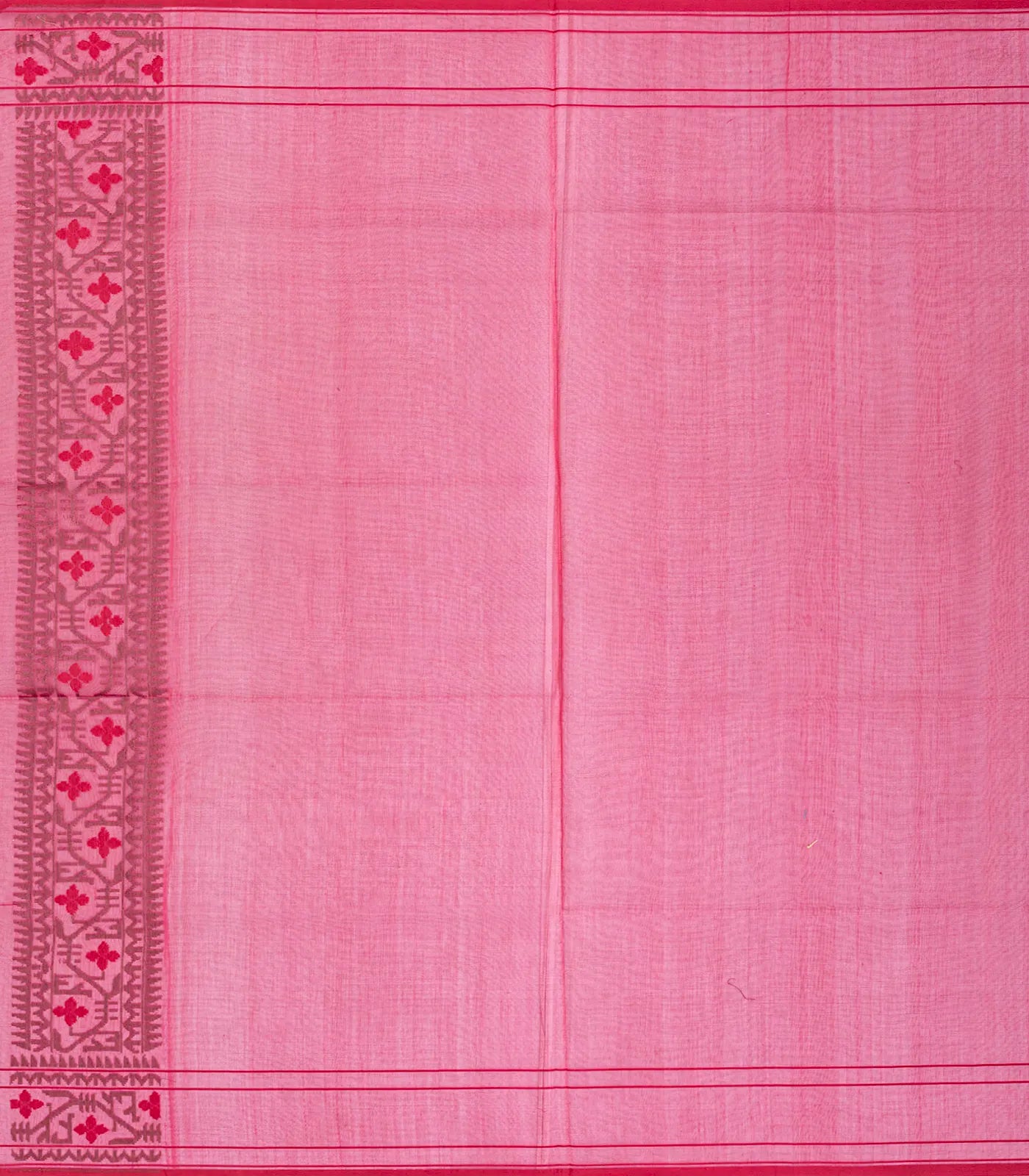 Dark Peach Handwoven Banarasi Silk Cotton Saree With Floral Vine Motifs