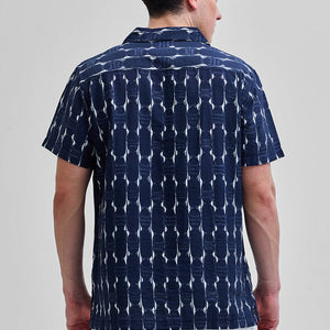 Navy Abstract Box Fit Shirt