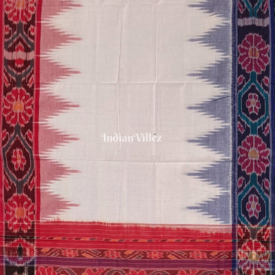 White Red Odisha Ikat Sambalpuri Cotton Saree