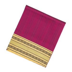 Magenta Handloom Soft Silk Saree With Stripes & Beige Border