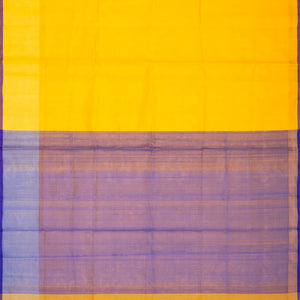 Yellow Handloom Uppada Plain Silk Saree With Purple Border