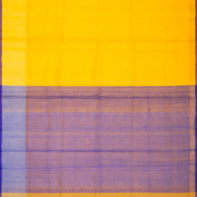 Yellow Handloom Uppada Plain Silk Saree With Purple Border