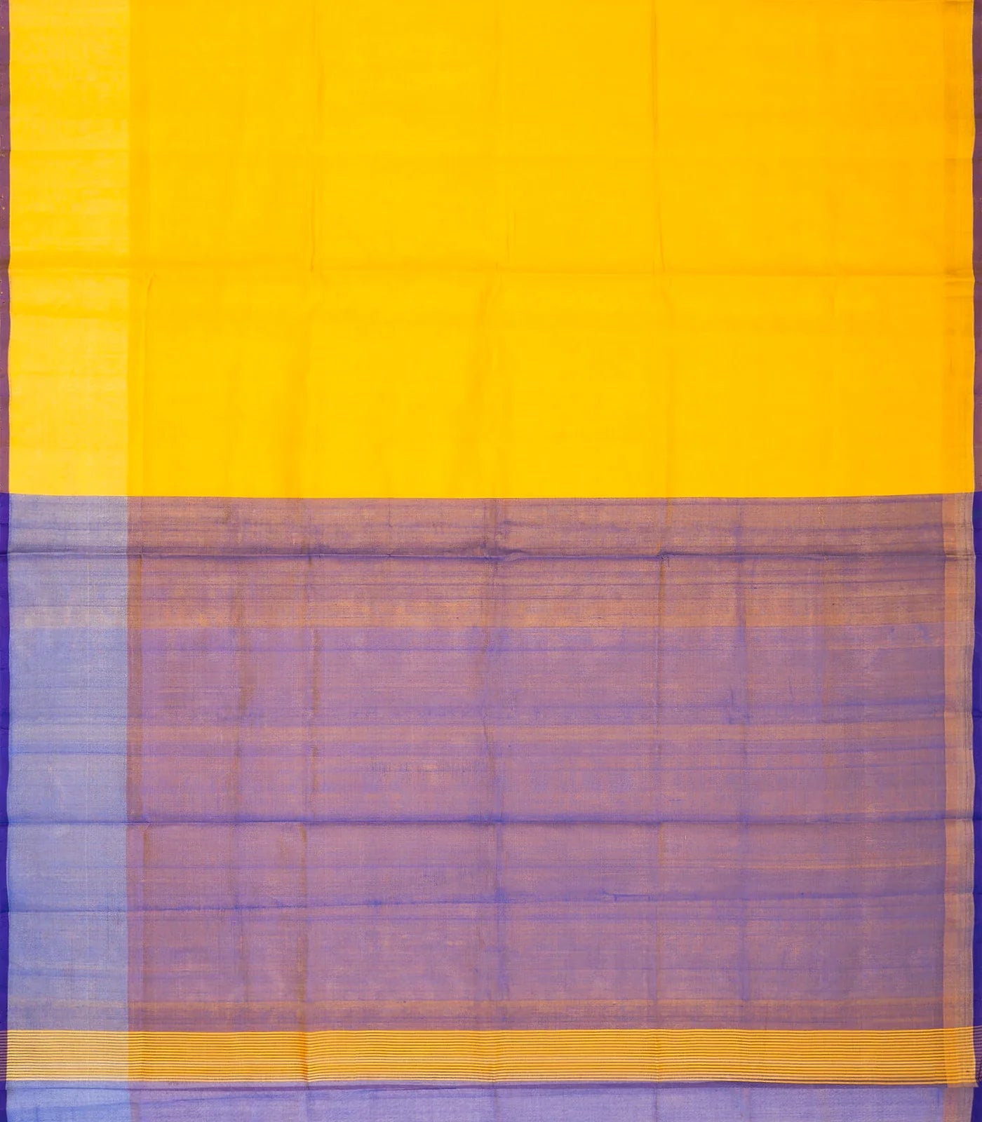 Yellow Handloom Uppada Plain Silk Saree With Purple Border