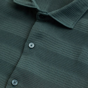 Green Textured Slim Fit Shirt