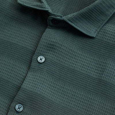 Green Textured Slim Fit Shirt
