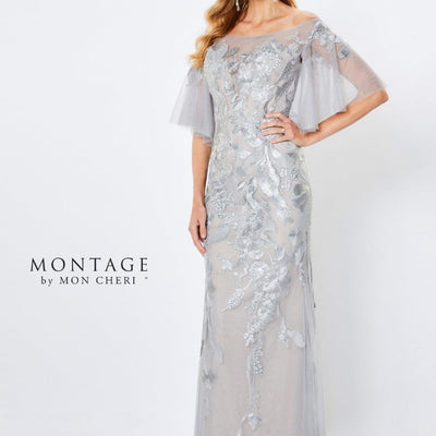 Montage 221968 Floral Long Beaded Evening Formal Dress