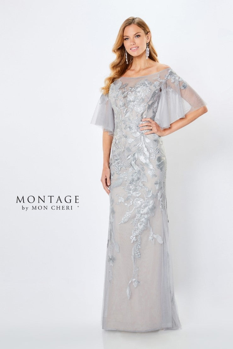 Montage 221968 Floral Long Beaded Evening Formal Dress
