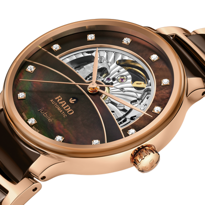 Rado Centrix Automatic Diamonds Open Heart Brown & Rose Gold Dial Unisex 39.5MM