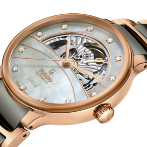 Rado Centrix Automatic Diamonds Open Heart Rose Gold & Silver Dial Unisex 39.5MM