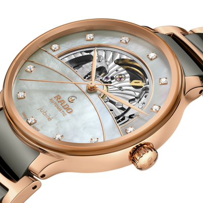 Rado Centrix Automatic Diamonds Open Heart Rose Gold & Silver Dial Unisex 39.5MM