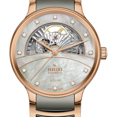 Rado Centrix Automatic Diamonds Open Heart Rose Gold & Silver Dial Unisex 39.5MM