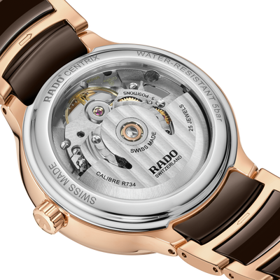 Rado Centrix Automatic Diamonds Open Heart Brown & Rose Gold Dial Women 35MM