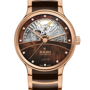 Rado Centrix Automatic Diamonds Open Heart Brown & Rose Gold Dial Women 35MM