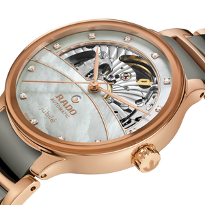 Rado Centrix Automatic Diamonds Open Heart Rose Gold & Silver Dial Women 35MM