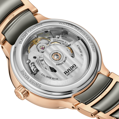 Rado Centrix Automatic Diamonds Open Heart Rose Gold & Silver Dial Women 35MM