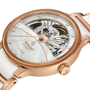 Rado Centrix Automatic Diamonds Open Heart Rose Gold & White Dial Women 35MM