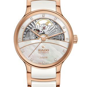 Rado Centrix Automatic Diamonds Open Heart Rose Gold & White Dial Women 35MM