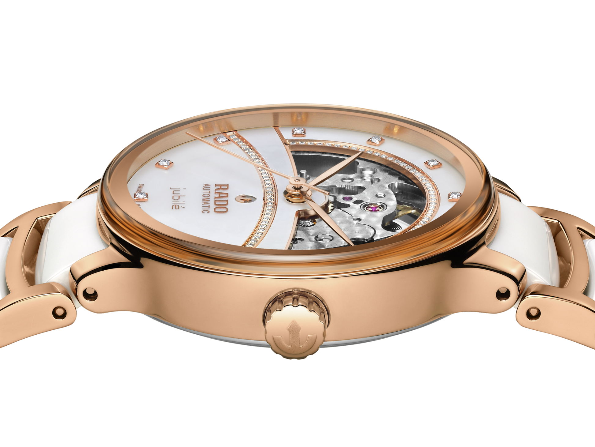 Rado Centrix Automatic Diamonds Open Heart White Dial Women 35MM