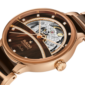 Rado Centrix Automatic Diamonds Open Heart Brown & Rose Gold Dial Women 35MM