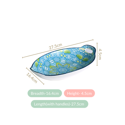 Green And Blue Mandala Serving Platter Set Of 2