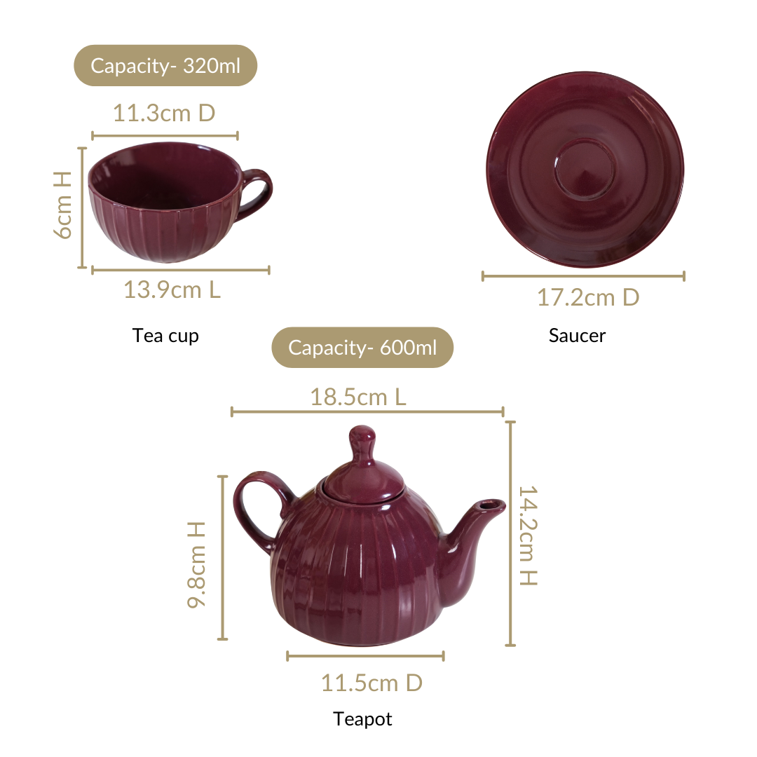 Ceramic Ambrosia One Cup Tea Set Plum