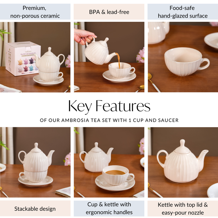 Ambrosia Tea Set With 1 Cup And Saucer Cream