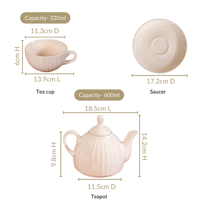 Ambrosia Tea Set With 1 Cup And Saucer Cream