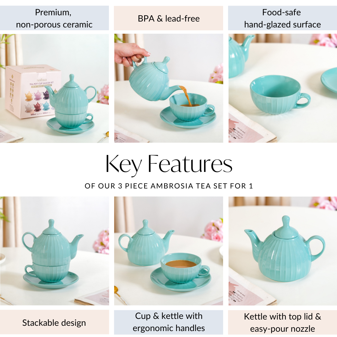 3 Piece Ambrosia Tea Set For 1