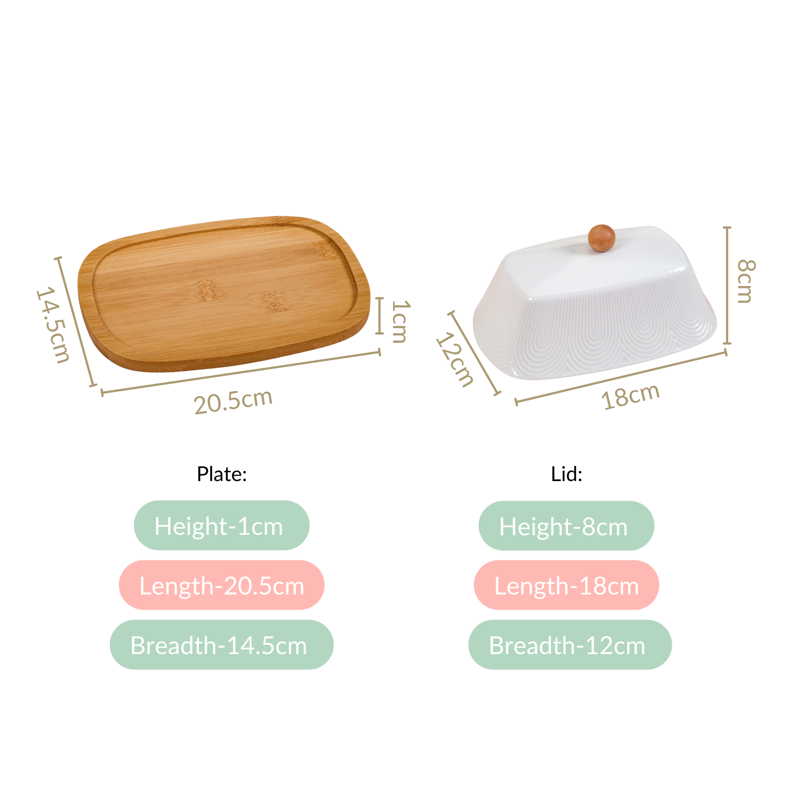 Blanca Rectangular Wooden Butter Dish With Ceramic Lid