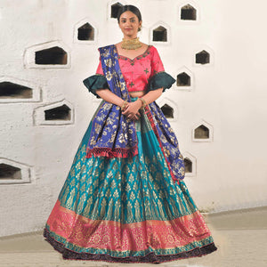 Cerulean Blue Festive Wear Cutdana With Resham & Zardosi Work Banarasi Art Silk Lehenga Choli