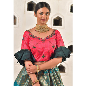 Cerulean Blue Festive Wear Cutdana With Resham & Zardosi Work Banarasi Art Silk Lehenga Choli