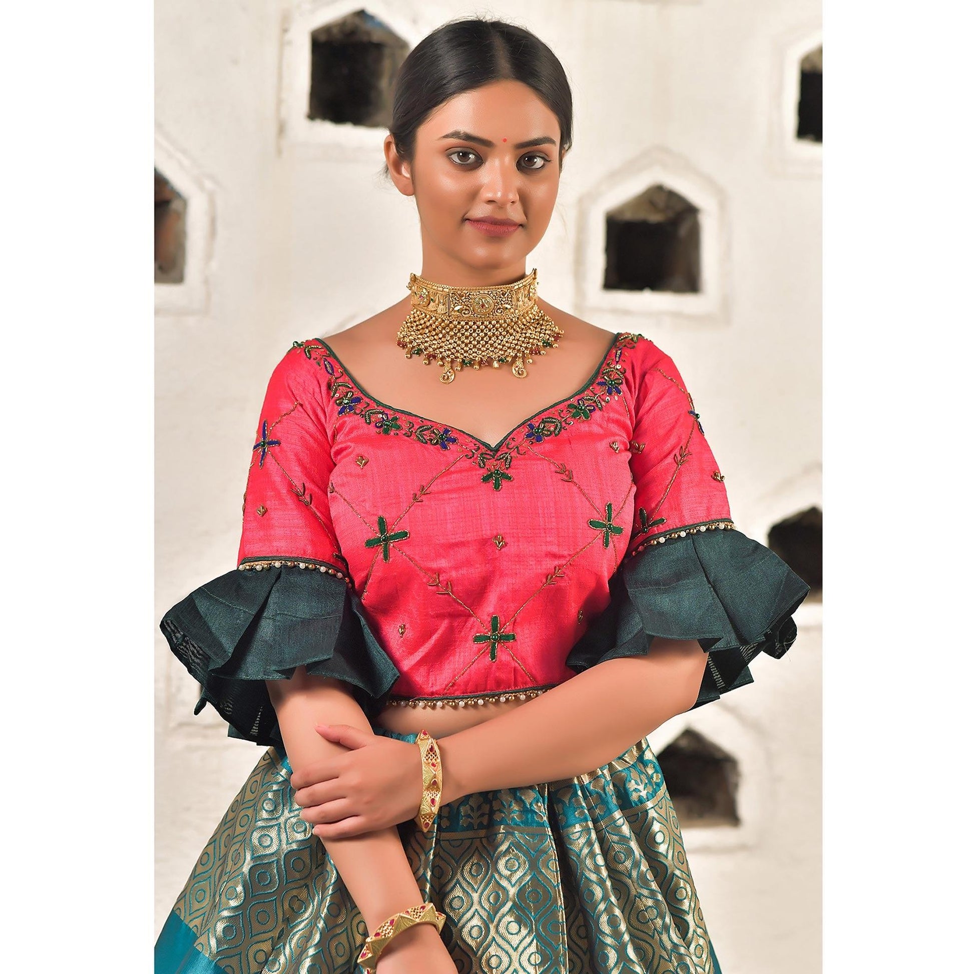 Cerulean Blue Festive Wear Cutdana With Resham & Zardosi Work Banarasi Art Silk Lehenga Choli