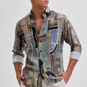 Brown Textured Abstract Shirt